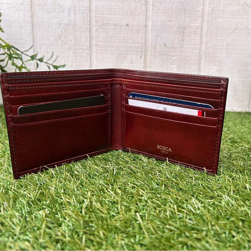 Bosca Leather Card Holde -BOSCA $185 DOLCE ITALIA Italian Made Color: Dark Brown
